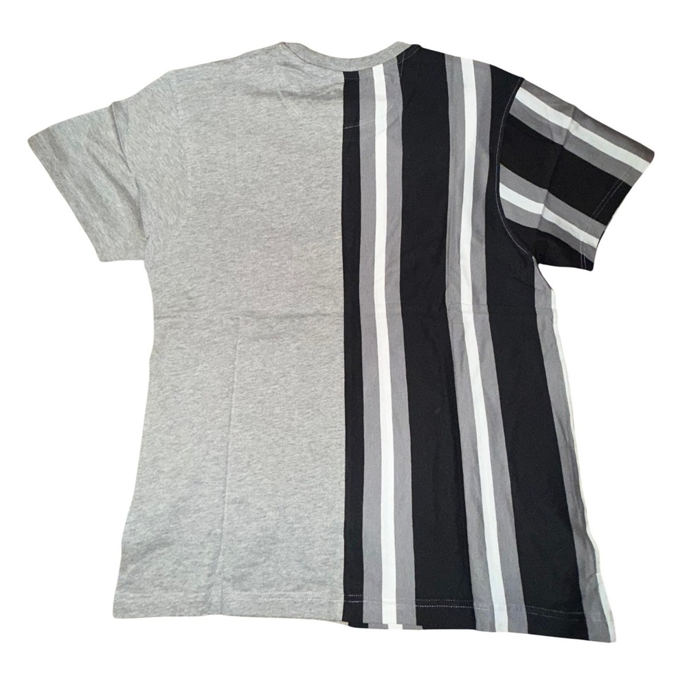 Staple Pigeon Mens Split Vertical‎ Stripe T-Shirt Gray Black White Large NEW - Picture 3 of 7